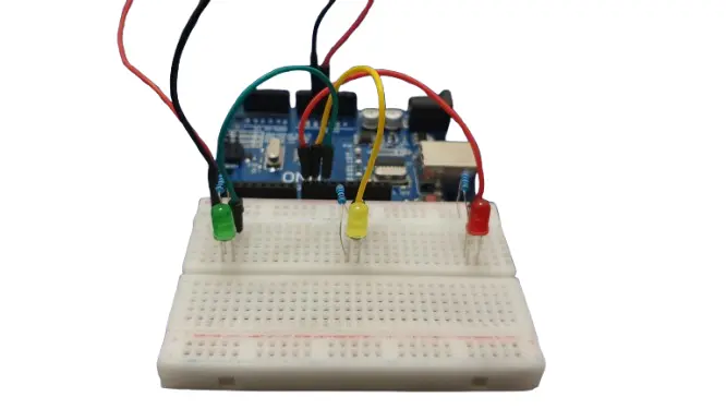 How to make traffic light using arduino Uno - components