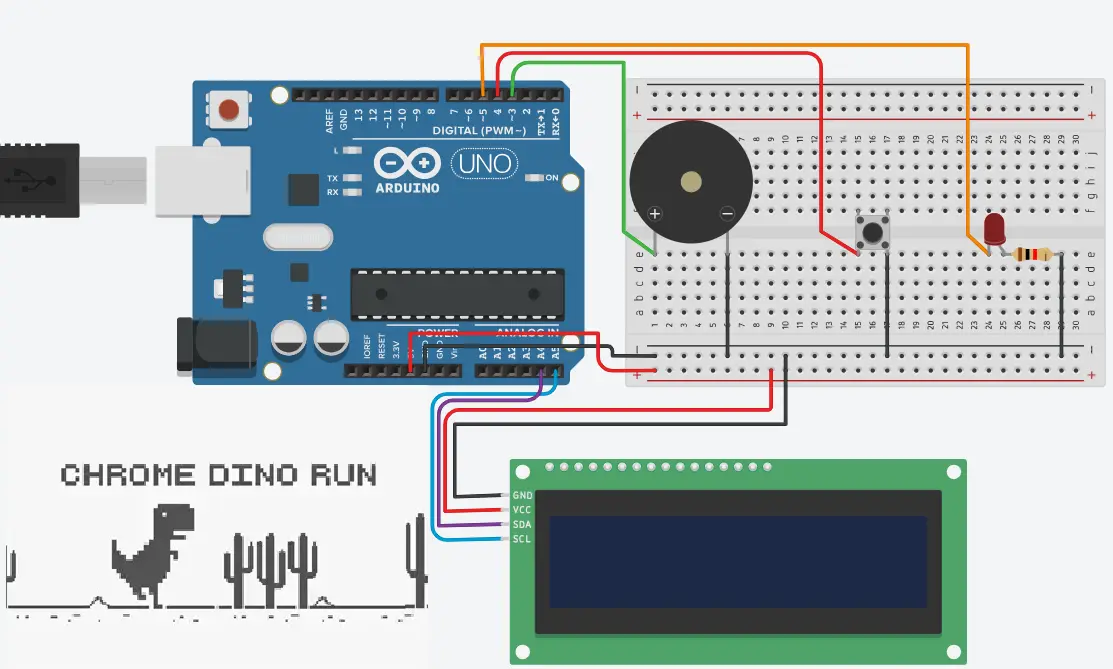 chrome dino game using arduino using arduino 